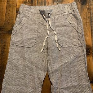 Athleta Striped Wide Leg Linen Pant